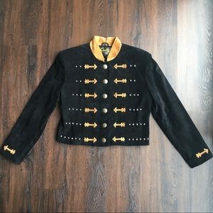 Skully leather jacket black women’s size M with gold arrows